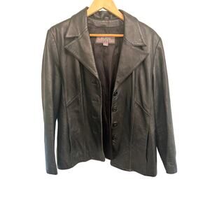 Wilsons Leather Women’s Black Button-Up Jacket | Size L | Classic Style